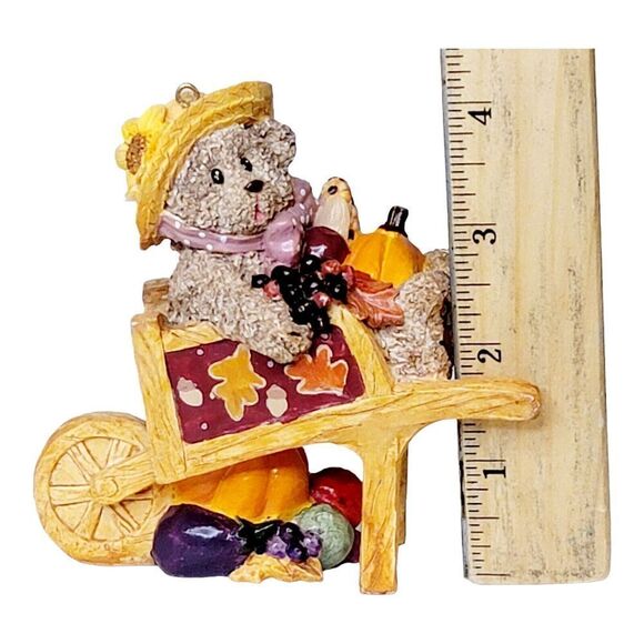 Vtg Fall Harvest Thanksgiving Resin Bear Pumpkins In Wheel Barrow Halloween READ - Picture 11 of 12